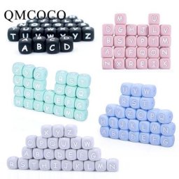 Perles carrées colorées en silicone pour bébé 26 pièces/ensemble 12mm à mâcher pour nouveau-né