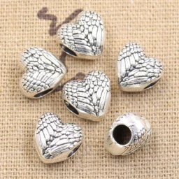 Breloques en forme d'ailes d'ange en forme de cœur 10 pièces 11x8x11mm grand trou de 4.5mm
