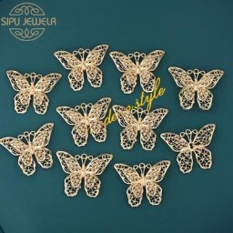 Breloques papillon en métal multicouche bijoux de bricolage breloques animaux vintage or