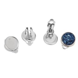 Boucles d'Oreilles à Clipser en Acier Inoxydable avec Coussretours Cabochon Vierge de 8mm/10mm