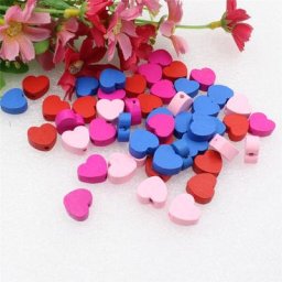 Perles en bois en forme de cœur sans plomb vente en gros couleur mixte trou pour