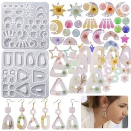 Boucles d'oreilles géométriques étoile lune pendentif cristal résine époxy moule boucles