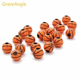 Collier et Bracelet en acrylique en forme de basket-ball 50 pièces/lot perles d'espacement fait à