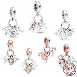 Perles de charme pendantes de lettres pour femmes convient au bracelet Pandora original collier