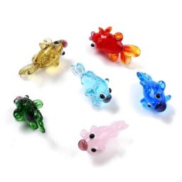 Perles de verre multicolores en forme de poisson rouge 3D 5 pièces fait à la main pour collier