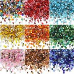 Lot de 200 perles bicône en verre multicolore de 4MM perles en cristal à facettes en vrac pour la