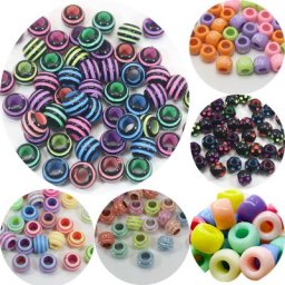 Lot de 200 perles rondes en forme de poney différents styles 8mm-10mm pour artisanat d'enfant
