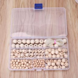 220 pièces de perles rondes en bois naturel fabrication de bijoux Bracelet collier avec boîte