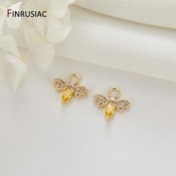 Boucles d'oreilles papillon plaqué or 14K pendentif breloque pour collier Bracelet DIY