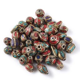 Perles de prière rétro faites à la main perles rouges perles tibétaines adt breloques pour bijoux