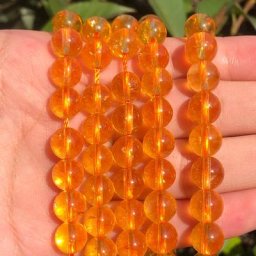 Perles rondes et lisses en cristal citrine jaune AAA pour la fabrication de bijoux collier