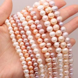 100% perles naturelles de culture d'eau douce en vrac 36 cm taille du brin 5-10mm pour