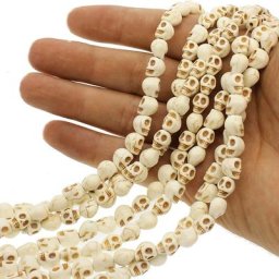 Howlite – collier en pierre naturelle blanche de haute qualité perles en forme de tête de mort