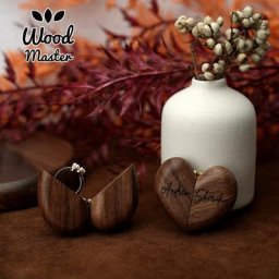 Boîte à bijoux en bois en forme de cœur pour bague de proposition étui à bijoux étui cadeau pour