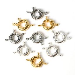 5 pièces/lot 11/13/15mm couleur or/argent fermoir à ressort rond pour la fabrication de bijoux en