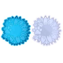 Porte-clé patte de chien tournesol moule décoratif en résine époxy avec trou de pendentif