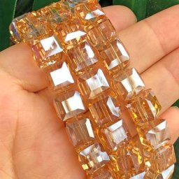 Perles d'espacement carrées en verre de cristal autrichien pour bijoux cube champagne accessoires