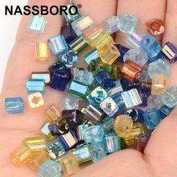 Perles carrées arc-en-ciel transparentes breloques adt perles de verre tchèques pour bijoux