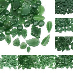 Lot de 20 perles de verre tchèque en forme de feuille verte en cristal entretoise ample pour