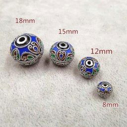 Lot de 2 perles émaillées faites à la main 8/12/15/18mm perles d'espacement rondes pour bricolage