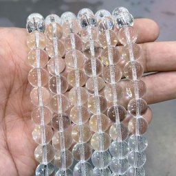 Perles de Quartz en cristal clair blanc lisse perles d'espacement rondes boucles d'oreilles pour