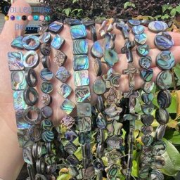 Perles d'espacement en nacre irrégulière d'ormeau gris naturel pour bijoux bracelet de bricolage