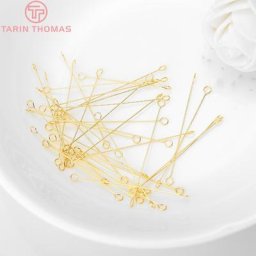 Connecteur d'épingles à œil à 2 trous en laiton doré 24 carats bijoux de bricolage de haute