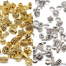 Perles d'Espacement Tibétaines en Métal Couleur Argent Style Mixte Vintage pour la Fabrication de