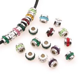 Aiovlo-Lot de 10 perles en acier inoxydable 100% 6mm trou de 3mm breloques pour bijoux
