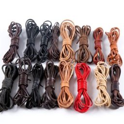 Corde en cuir de vache véritable 5 mètres 3mm/3x2mm ronde/plate pour bracelets collier bijoux