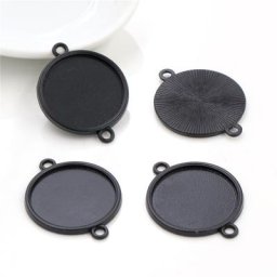 10 pièces 20mm taille intérieure Cabochon noir réglage de la Base pendentif à breloques (D1-03)