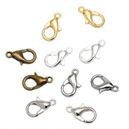 Lot de 100 crochets en alliage de bronze antique 10/12/14/16mm couleur or/rhodium homard pour