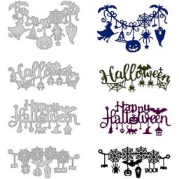 Matrices de découpe en métal pour Halloween 4 pièces 4Styles château d'araignée de citrouille