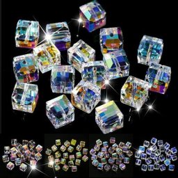 Perles de cristal AB colorées Cube 4/6/8mm 50/100 pièces pour la fabrication de bijoux bricolage