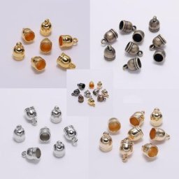 Lot de 50 embouts de collier à pompon perles rondes en cuir pince à sertir pour bijoux