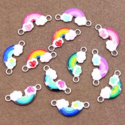 Breloque fleur arc-en-ciel en émail 10x23mm pour la fabrication de bijoux boucle d'oreille