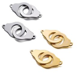 Connecteur de breloques en acier inoxydable 5 pièces Double menottes pour bricolage Bracelet