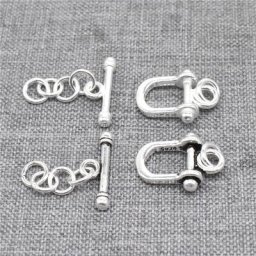 Fermoirs à bascule à chaîne en argent Sterling 925 pour Bracelet et collier 2 ensembles