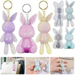 Moule en résine époxy cristal bricolage porte-clés lapin moule en silicone couture miroir