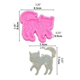 Squelette pour porte-clés en forme de chat moule en Silicone avec trou pour pendentif moule fait à