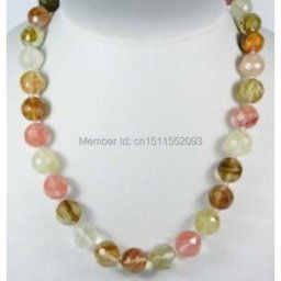 Collier de perles rondes en tourmaline d'eau neutre à facettes magnifique calcédoine à la mode