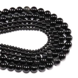 1 brin/lo perle en pierre d'obsidienne naturelle de haute qualité 4 6 8 10 12mm perles rondes