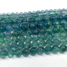 Veemake-Collier et Boucles d'Oreilles en Fluorite Verte et Bleue Naturelle pour Femme Perles Rondes