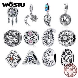 WOSTU – breloques en argent Sterling 925 authentique Style rétro pendentif adapté aux bracelets