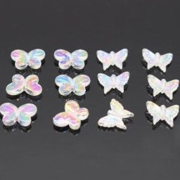 Perles papillon acryliques pour la fabrication de bijoux lot de 10/100 pièces plaqué AB couleur