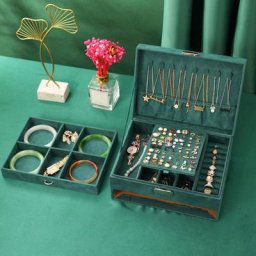 Glutnel Jewelry Storage Box Retro Green mn fraîchement Case Large Capacity Watch Bracelet