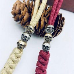 Mini tête de mort en laiton perles de couteau lanière bijoux à bricoler soi-même bracelets en