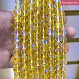 Perles rondes en pierre de lune pour la fabrication de bijoux en cristal autrichien à paillettes