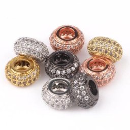 Perles de zircone en alliage de laiton Micro pavé cubique breloques CZ perles d'espacement pour