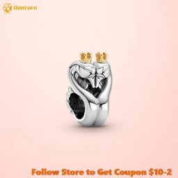 Danturn-Breloque cygnes et cœur bicolores en argent regardé 925 convient aux bracelets Pandora